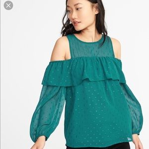 Old Navy flowy and sheer cold shoulder top